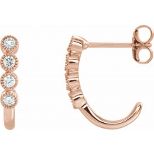 14K Rose 1/4 CTW Diamond J-Hoop Earrings