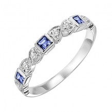 Gems One 14Kt White Gold Diamond (1/10Ctw) & Sapphire (1/6 Ctw) Ring