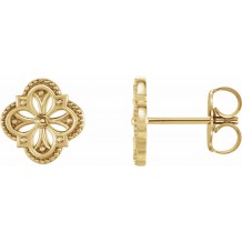 14K Yellow Vintage-Inspired Clover Earrings