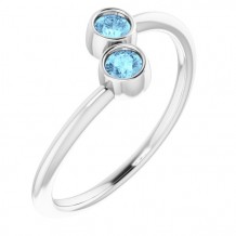 14K White Aquamarine Two-Stone Ring