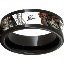 Black Diamond Ceramic Pipe Cut Band with Mossy Oak Winter Inlay