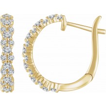 14K Yellow 5/8 CTW Diamond Hoop Earrings