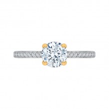 Shah Luxury 14K Two-Tone Gold Round Diamond Engagement Ring (Semi-Mount)