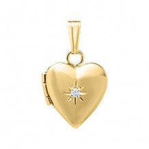 14K Yellow Gold .01ct Diamond Heart Child's Locket