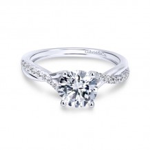 Gabriel & Co. 14k White Gold Contemporary Twisted Engagement Ring