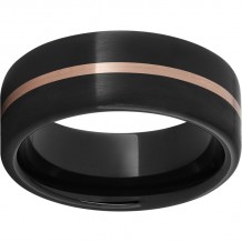 Black Diamond Ceramic Pipe Cut Band with 1mm 14K Rose Gold Inlay and Satin Finish
