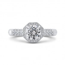 Shah Luxury Round Halo Diamond Vintage Engagement Ring In 14K White Gold (Semi-Mount)