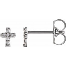 14K White .06 CTW Diamond Youth Cross Earrings