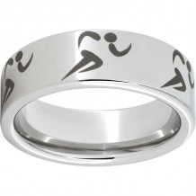 Serinium Pipe Cut Band with Laser-engraved Running Figures