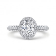 Shah Luxury 14K White Gold Oval Diamond Halo Engagement Ring (Semi-Mount)