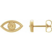14K Yellow Evil Eye Earrings
