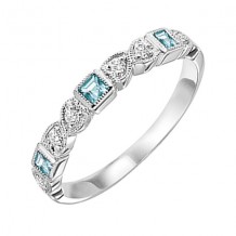 Gems One 10Kt White Gold Diamond (1/10Ctw) & Blue Topaz (1/4 Ctw) Ring