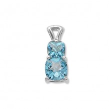 14K White Gold 8mm Swiss Blue Topaz Pendant