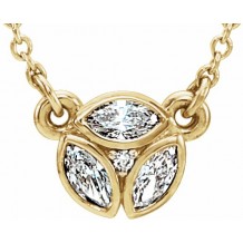 14K Yellow 3-Stone Marquise Diamond 16-18 Necklace