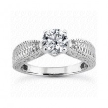 14k White Gold Diamond Semi-Mount Antique Engagement Ring