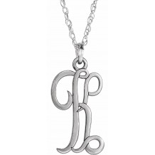 14K White Script Initial K 16-18 Necklace