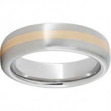 Serinium Domed Band with a 2mm 14K Gold Inlay and a Satin Finish