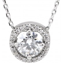 14K White 1/2 CTW Diamond Halo-Style 16 Necklace