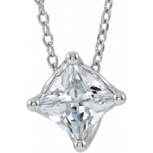 14K White 1/2 CT Diamond Solitaire 16-18 Necklace