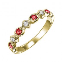 Gems One 14Kt Yellow Gold Diamond (1/20Ctw) & Ruby (1/6 Ctw) Ring