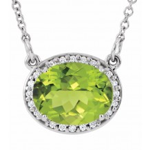 14K White Peridot &.05 CTW Diamond 16.5 Necklace