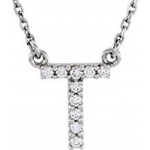 14K White Initial T .08 CTW Diamond 16 Necklace