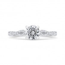 Shah Luxury 14K White Gold Round Cut Diamond Engagement Ring (Semi-Mount)