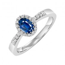 Gems One 14Kt White Gold Diamond (1/8Ctw) & Sapphire (1/2 Ctw) Ring