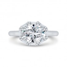 Shah Luxury 14K White Gold Oval Cut Diamond Cathedral Engagement Ring (Semi-Mount)