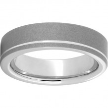 Serinium Pipe Cut Band with Off-Center .5mm Groove and Sandblast Finish
