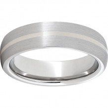 Serinium Domed Band with a 1mm Sterling Silver Inlay and a Satin Finish