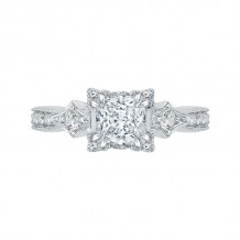 Shah Luxury 14K White Gold Princess Diamond Vintage Engagement Ring (Semi-Mount)