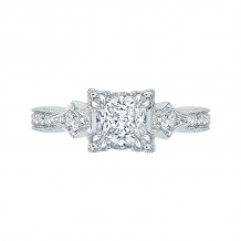 Shah Luxury 14K White Gold Princess Diamond Vintage Engagement Ring (Semi-Mount)