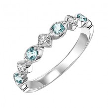 Gems One 10Kt White Gold Diamond (1/20Ctw) & Blue Topaz (1/6 Ctw) Ring