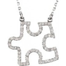 14K White 1/4 CTW Diamond Puzzle Piece 16.25 Necklace