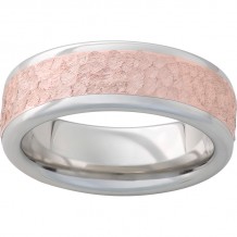 Serinium Band with 14K Rose Gold Inlay with Hammered Finish