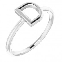 14K White Initial D Ring