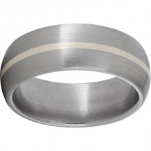 Titanium Domed Band with a 1mm Sterling Silver Inlay and Satin Finish