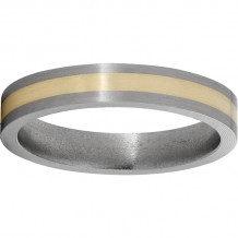 Titanium Flat Band with a 2mm 14K Yellow Gold Inlay and Satin Finish