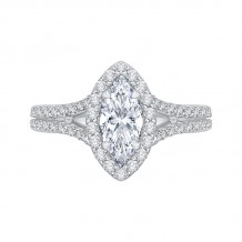 Shah Luxury 14K Two-Tone Gold Marquise Diamond Halo Vintage Engagement Ring with Split Shank (Semi-Mount)