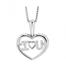 Gems One 10KT White Gold & Diamond Rhythm Of Love Neckwear Pendant  - 1/10 ctw