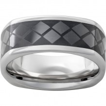 Serinium Square Band with Diamond Pattern Black CeramicInlay