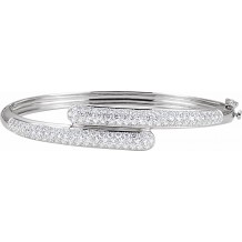 14K White 3 CTW Diamond Bangle Bracelet