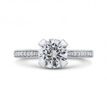 Shah Luxury 14K White Gold Round Diamond Classic Engagement Ring (Semi-Mount)