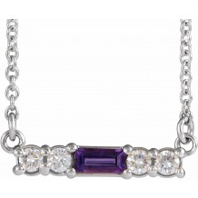 14K White Amethyst & 1/5 CTW Diamond 18 Necklace