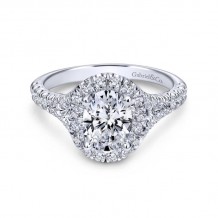 Gabriel & Co. 14k White Gold Contemporary Halo Engagement Ring