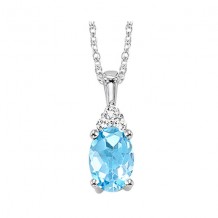 Gems One 10Kt White Gold Diamond (1/50Ctw) & Blue Topaz (1/2 Ctw) Pendant