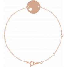 14K Rose Pierced Heart Disc 7-8 Bracelet