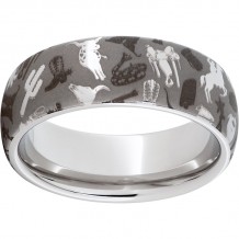 Serinium Domed Band with Cowboy Laser Engraving