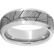 Serinium Beveled Edge Band with a Quill Laser Engraving